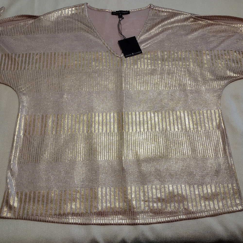 Zoey & Leelo XL Rose Knit Rose Gold Stripes Blouse